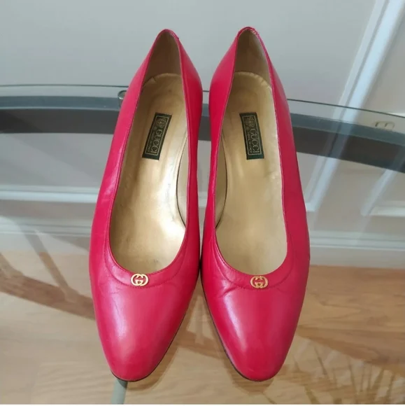 Vintage Gucci Kitten Heels Red Pump Retro Y2K Women's 40B